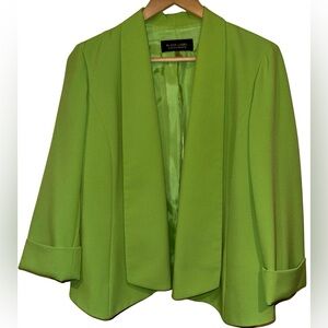 Evan Picone Black Label Lime Green Blazer Shawl Collar 6 Cuffed Sleeve Lined